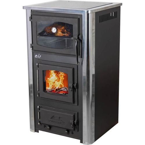 Kaminofen mit Backfach und Herdplatte mit Glaskeramik ABC Concept 2 Air Mini Mehrfachbelegung Holzofen 10 kW Kamin Ofen Holz Werkstattofen Hüttenofen