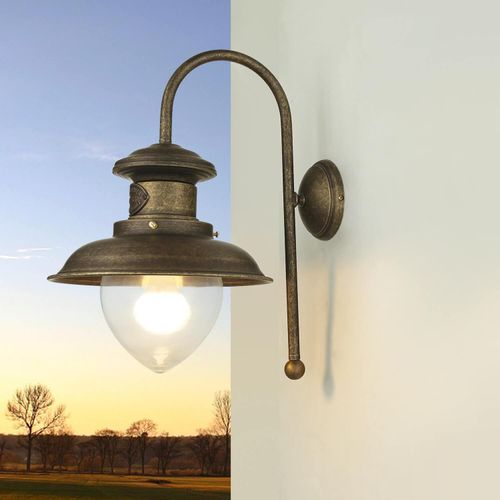 Wandlampe außen Maritim aus Messing Glas Rustikal in Bronze Außenleuchte Haus Garten Schiffslampe