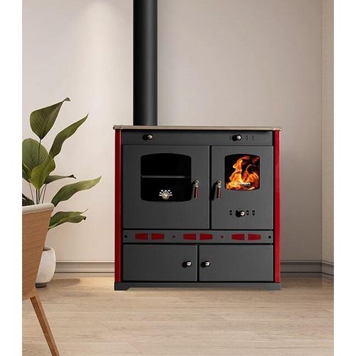 EEK A+ Kaminofen mit Backfach und Herdplatte Perfect Lux Eco Holzofen 7.5kW Kamin Ofen Dauerbrandofen Werkstattofen Schwedenofen Hüttenofen Heizofen L