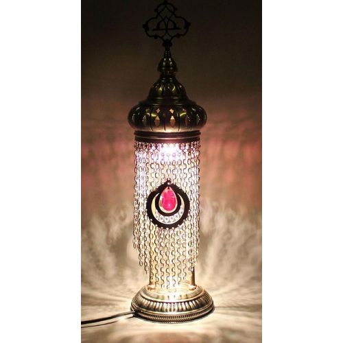 Casa Padrino Luxus Tischleuchte Bronze / Pink Ø 20 x H. 75 cm - Runde Schreibtischleuchte - Designer Deko Tischleuchten - Luxus Tischleuchten - Luxus Deko Leuchten