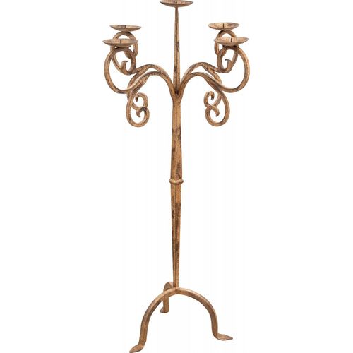 Kerzenständer aus Schmiedeeisen handgefertigt antik-cremefarben L49XPR49XH94 cm