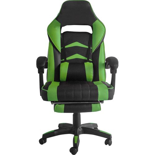 Aga Spielstuhl, Bürostuhl, Drehbarer Spielstuhl, Gamingstuhl, Racing Schreibtischstuhl,Chefsessel mit Fußstütze Schwarz - Grün
