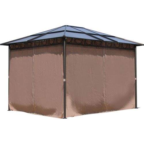 Metall Garten Hardtop Pavillon 3x3,6m mit 4 Seitenteilen Doppelstegplatten Polycarbonat