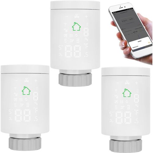 3X Tuya ZIGBEE3.0 Smart Heizkörperthermostat Thermostatventil Programmierbares Heizkoerperventil APP-Steuerung Sprachsteuerung Kompatibel mit Alexa Fensteroeffnungserkennung