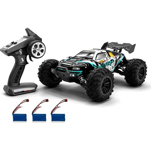 RC Auto 2,4 GHz 70 km/h High Speed 1:16 Offroad RC Trucks Brushless Motor LED-Licht 4WD Fahrzeugrennen Kletterauto Geschenke für Kinder Erwachsene 3 Batterien