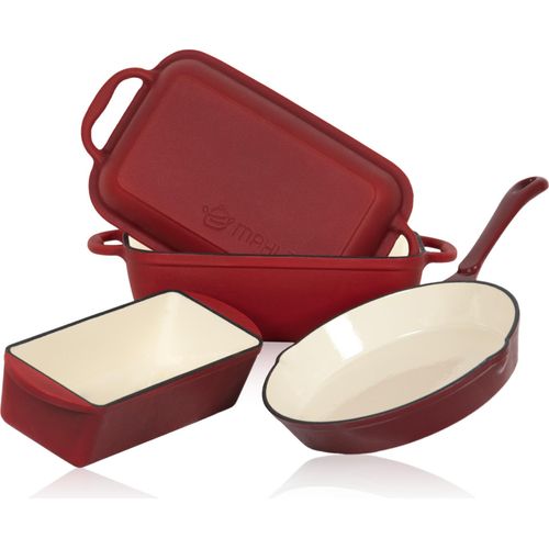 Mahlzeit 3-teiliges Gusseisen Set | Ø 24 cm, 1,6 Liter, 4,8 Liter | Dark Cherry | Kochset, Topfset
