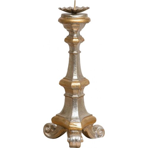 Kerzenleuchter aus Holz mit Blattsilber und Blattgold Finish L19XPR19XH40 cm. Italy