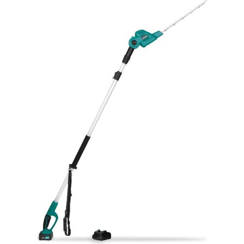 Vonroc Teleskop-Heckenschere 20V (mit 4,0Ah Akku und Schnellladegerät) – Neigbare Klinge – Ausziehbare Stange (200-260 cm)