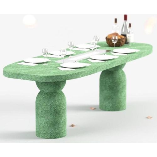 Casa Padrino Luxus Esstisch mit Bioethanol Kamin 240 x 110 x H. 75 cm - Verschiedene Farben - Esszimmertisch - Gartentisch - Esszimmer Möbel - Garten Möbel - Luxus Möbel - Luxus Einrichtung, Farbe:grün