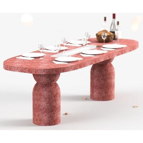 Casa Padrino Luxus Esstisch mit Bioethanol Kamin 240 x 110 x H. 75 cm - Verschiedene Farben - Esszimmertisch - Gartentisch - Esszimmer Möbel - Garten Möbel - Luxus Möbel - Luxus Einrichtung, Farbe:rot