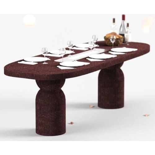 Casa Padrino Luxus Esstisch mit Bioethanol Kamin 240 x 110 x H. 75 cm - Verschiedene Farben - Esszimmertisch - Gartentisch - Esszimmer Möbel - Garten Möbel - Luxus Möbel - Luxus Einrichtung, Farbe:braunton