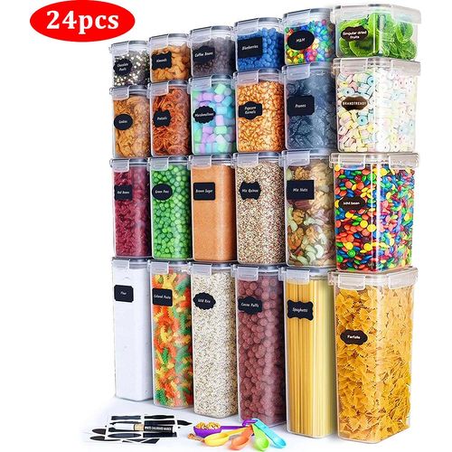 Vorratsdosen mit Deckel 24 Set - Aufbewahrungsbox Küche Luftdicht Vorratsbehälter - Frischhaltedosen - Vorratsgläser zur Aufbewahrung von Nudeln, Müsli, Mehl - 0.8L/1.4L/2L/2.8L