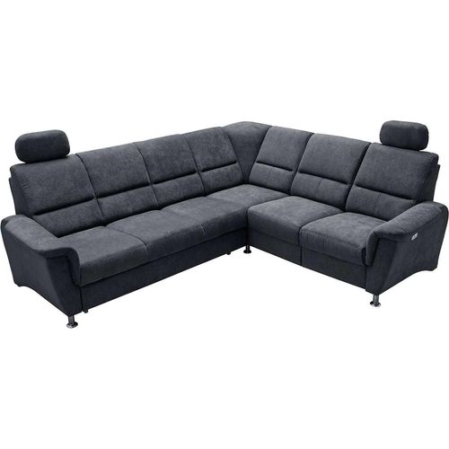 Ecksofa - Dunkelgrau - Stoff - mit USB-Anschluss