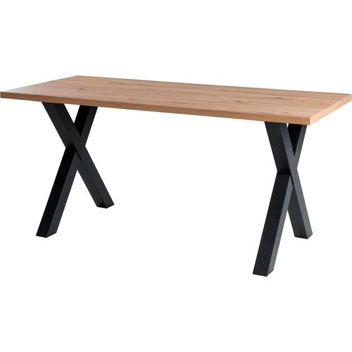 Schreibtisch - Asteiche Nachbildung - Schwarzstahl Nachbildung - 160 x 70 cm