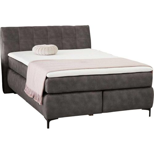 Boxspringbett - Grau - Mikrofaser - 140 x 200 cm