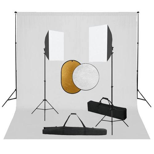 Prolenta Premium - Fotostudio-Set mit Softboxen, Hintergrundsystem und Reflektor
