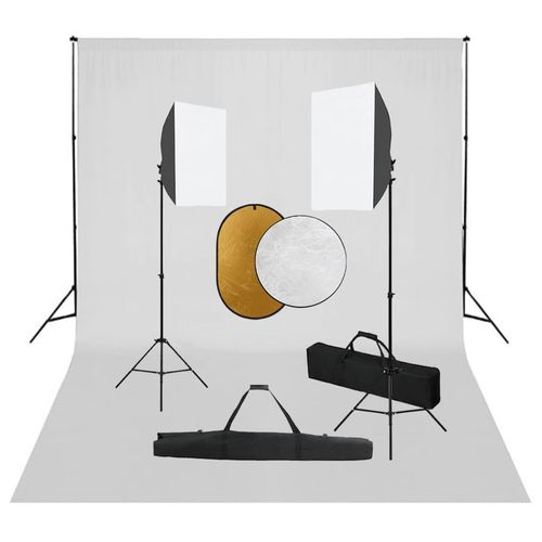 Prolenta Premium - Fotostudio-Set mit Softboxen, Hintergrundsystem und Reflektor
