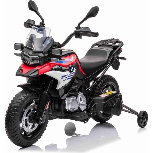 Elektromotorbike BMW F850 GS, lizenziert, 12 -V -Akku, EVA -Softräder, 2 x 35 W Motoren, LED -Leuchten, Hilfsräder, MP3 -Player mit USB/Aux -Eingang, rot
