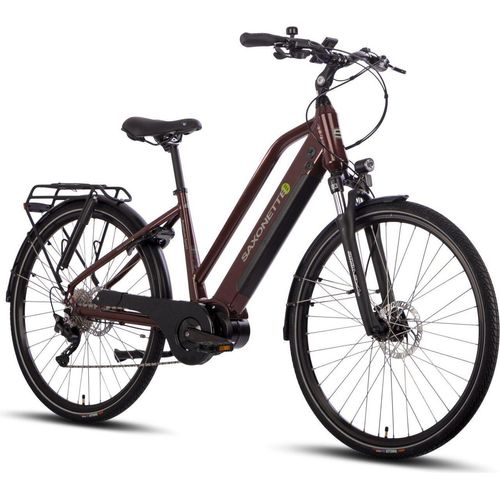 SAXONETTE E-Trekkingbike Premium Sport , Mittelmotor 522 Wh Akku, Pedelec, Elektrofahrrad, (Trapez Rahmenhöhe 50cm , bordeaux )