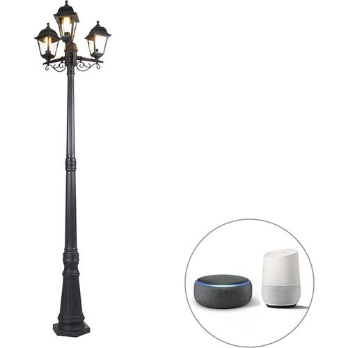 QAZQA - Klassisch I Antik Smarte Laterne schwarz 3-Licht IP44 inkl. Wifi ST64 - Capital I Außenbeleuchtung - Kunststoff Länglich - LED geeignet E27