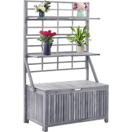 Prolenta Premium Aufbewahrungstruhe mit Rankgitter 99x55x160cm Massivholz Akazie
