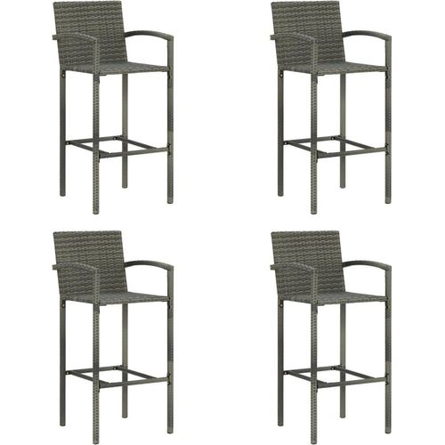 Prolenta Premium Barhocker 4 Stk. Grau Poly Rattan