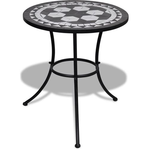 Prolenta Premium - Bistrotisch Schwarz und Weiß 60 cm Mosaik