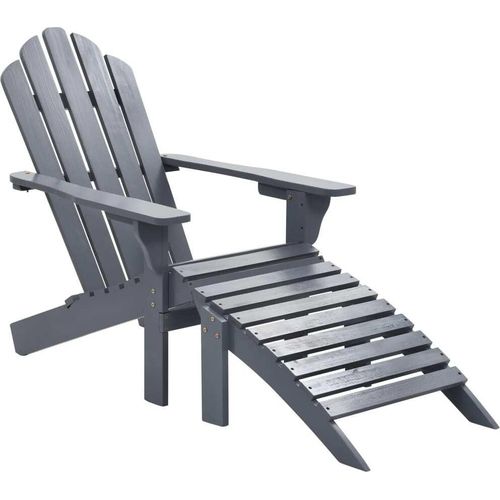 Prolenta Premium Gartensessel mit Fußstütze Holz Grau