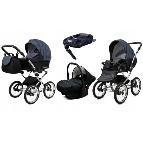 BabyLux® Margaret Exclusive | 4in1 Kinderwagen Bambimo | Black Grey | Kombikinderwagen | Kinderwagen