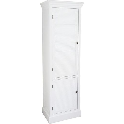 Hochschrank HAMPTONS weiß mit Lamellentür schmaler Schrank Strandhaus Möbel