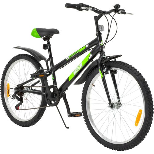 Actionbikes Kinderfahrrad Arrow 24 Zoll | Kinder Fahrrad- V-Brake Bremsen - Kettenschutz - Fahrradständer - Handschaltung - 8-12 Jahre (Schwarz/Grün)