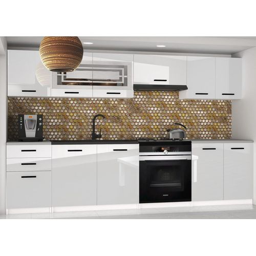 Küchenschrank Set Möbelsets Unterschränke Hochschrank Hängeglasschrank Komplettküche Marika 2 | Küchen Möbel | Weiß glänzend
