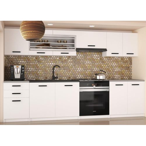 Küchenschrank Set Möbelsets Unterschränke Hochschrank Hängeglasschrank Komplettküche Marika 2 | Küchen Möbel | Weiß