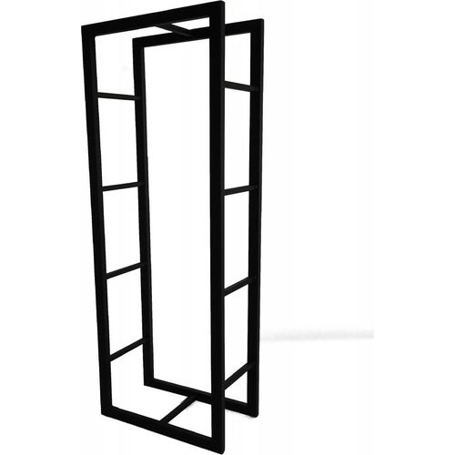 Kaminholzregal Schwarz Kaminholzständer Feuerholzkorb Metall Kamin Holzlege Brennholzkorb; 40x24x120 cm