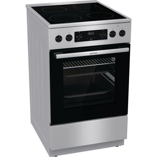 Gorenje GECS5C70XPA Elektroherd mit Glaskeramik-Kochfeld, mit Airfry, FrozenBake und Pizza-Funktion, GentleClose, 50cm Breite
