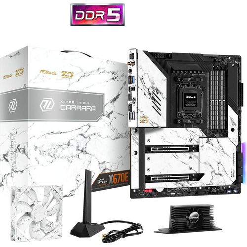 ASRock X670E Taichi Carrara - Motherboard - E-ATX - Socket AM5 - AMD X670E Chipsatz - USB 3.2 Gen 1, USB 3.2 Gen 2, USB4, USB-C 3.2 Gen 2x2 - Bluetooth, 2.5 Gigabit LAN, Wi-Fi 6 - Onboard-Grafik (CPU erforderlich)