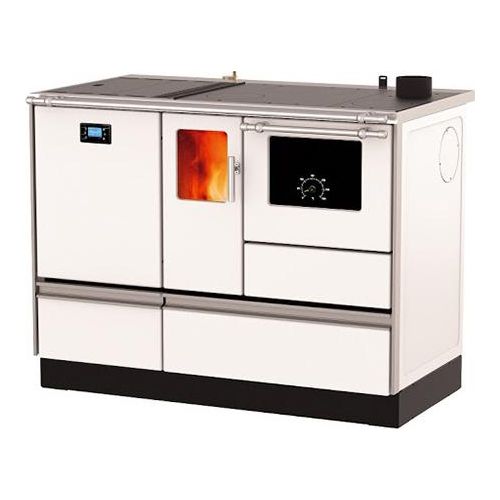 Pelletofen mit Brennofen (4,8 kW) + Boiler (15,2 kW) Sannover 20 kW Weiß