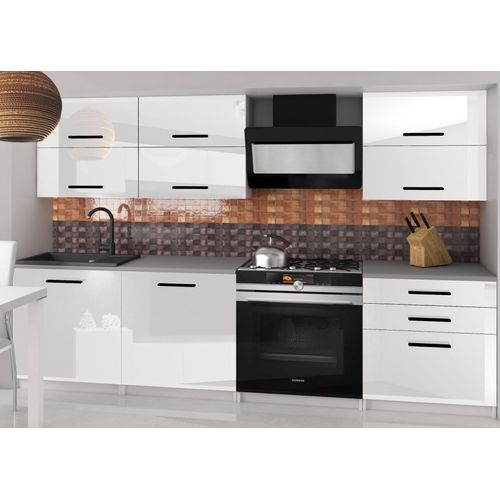 Küchenschrank Set Möbelsets Unterschränke Hochschrank Hängeglasschrank Komplettküche Primera 2 | Küchen Möbel | Weiß glänzend