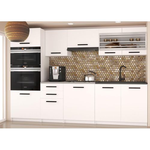 Küchenschrank Set Möbelsets Unterschränke Hochschrank Hängeglasschrank Komplettküche Paula 2 | Küchen Möbel | Weiß