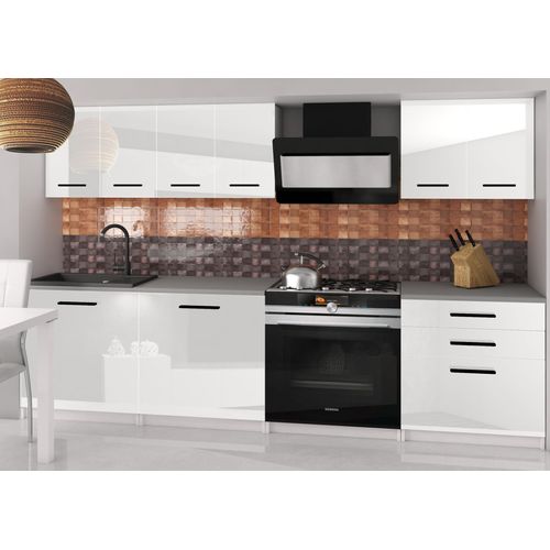 Küchenschrank Set Möbelsets Unterschränke Hochschrank Hängeglasschrank Komplettküche Sonik 2 | Küchen Möbel | Weiß glänzend