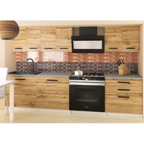 Küchenschrank Set Möbelsets Unterschränke Hochschrank Hängeglasschrank Komplettküche Sonik 2 | Küchen Möbel | Wotaneiche