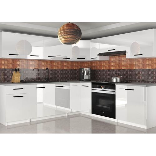 Küchenschrank Set Möbelsets Unterschränke Hochschrank Hängeglasschrank Komplettküche Uniqaplus | Küchen Möbel | Weiß glänzend