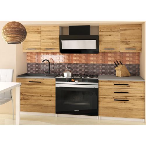 Küchenschrank Set Möbelsets Unterschränke Hochschrank Hängeglasschrank Komplettküche Tiesto 2 | Küchen Möbel | Wotaneiche