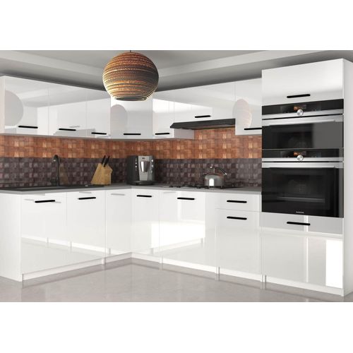 Küchenschrank Set Möbelsets Unterschränke Hochschrank Hängeglasschrank Komplettküche Uniqagrande | Küchen Möbel | Weiß glänzend