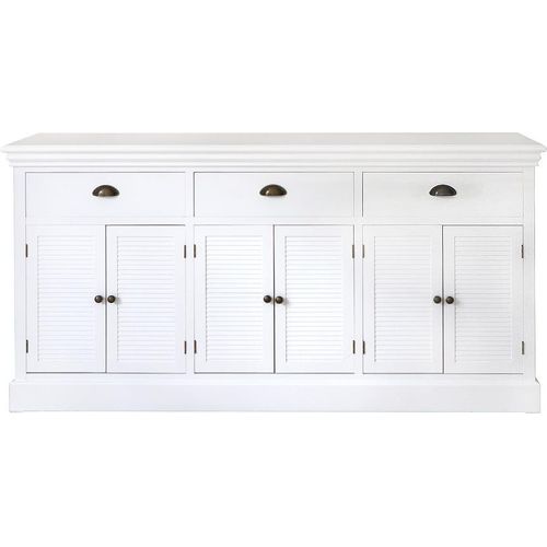 Sideboard HAMPTONS weiß Lamellen L163,5cm Anrichte Strandhaus Möbel Long Island