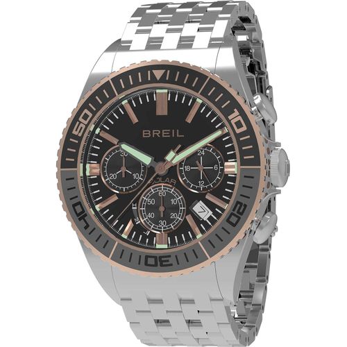 Breil TW1821 Herren-Armbanduhr, Edelstahl-Gehäuse, Metall-Armband, Solarbetrieb