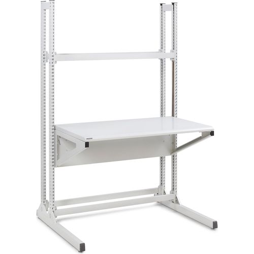 Arbeitstisch 115 x 70 x 193 cm Packtisch Stahl höhenverstellbar Packtisch Federmechanismus Grau