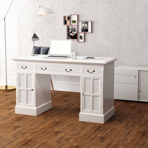 Prolenta Premium - Schreibtisch Sekretär Weiß 140 x 48 x 80 cm