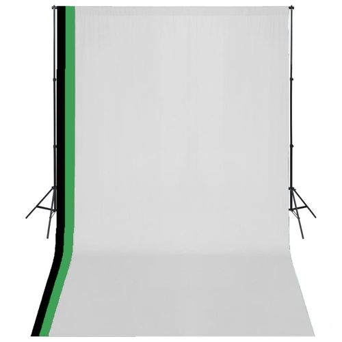 Prolenta Premium - Fotostudio Set 3 Baumwolle-Hintergründe Rahmen verstellbar 3x5m