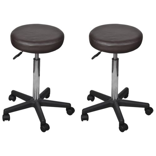 Prolenta Premium Rollhocker 2 Stk. Braun 35,5 x 98 cm Kunstleder